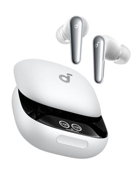 Soundcore Liberty 4 Pro earbuds close-up showing compact in-ear design for everyday comfort.