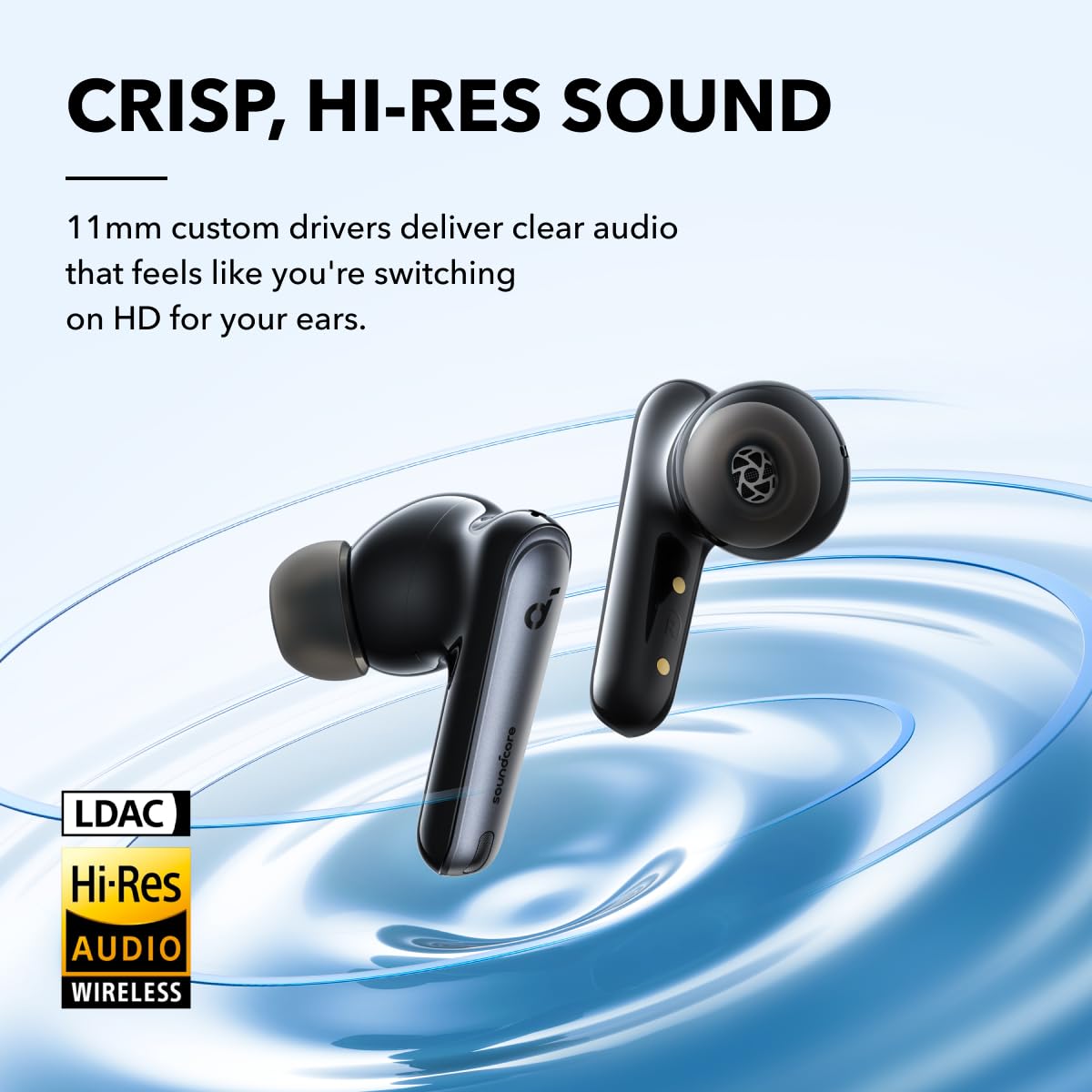 Soundcore Liberty 4 NC adaptive ANC concept shown in a busy environment.