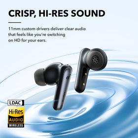 Soundcore Liberty 4 NC adaptive ANC concept shown in a busy environment.