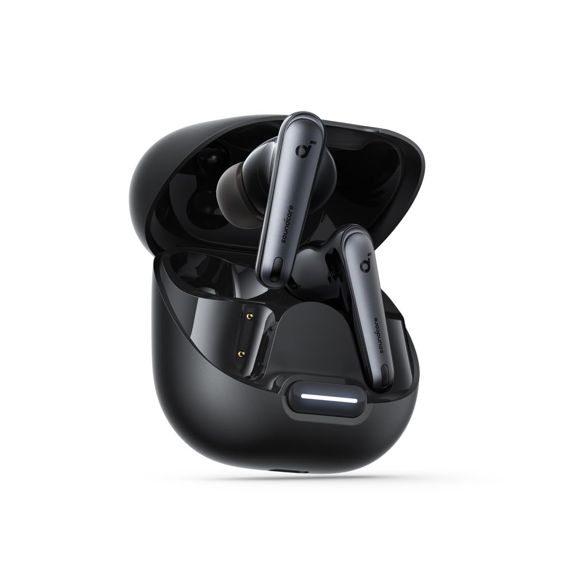 Soundcore Liberty 4 NC earbuds close-up, premium design for focused listening.