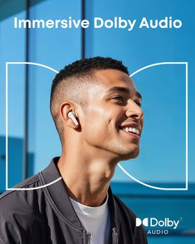 Soundcore Liberty 5 Dolby Audio image presenting immersive sound for music and videos