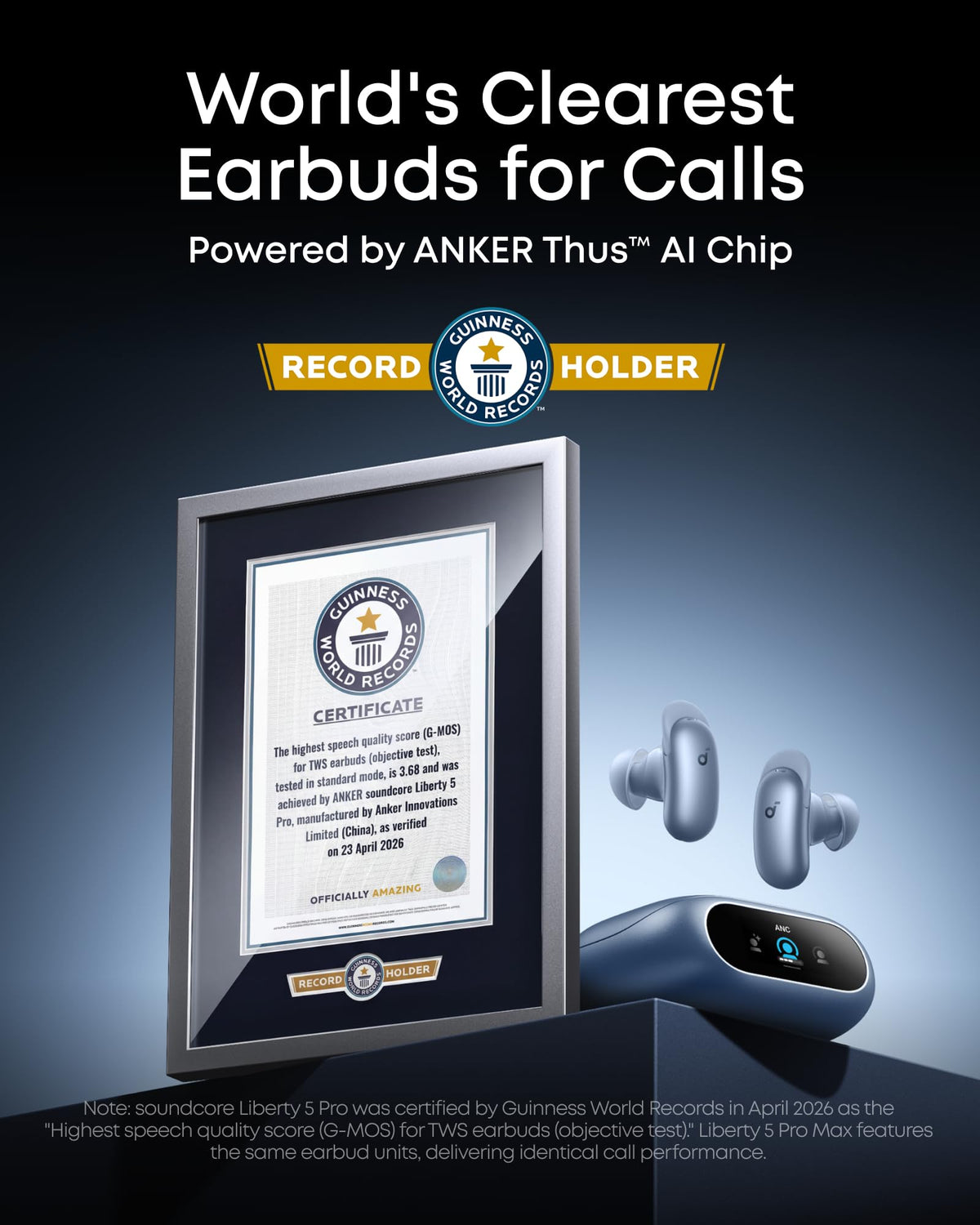 Soundcore Liberty 5 Pro earbuds angled for a comfortable fit.