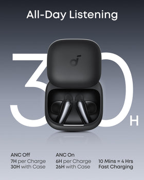 Soundcore Liberty Buds real-time translation feature in action for multilingual conversation.
