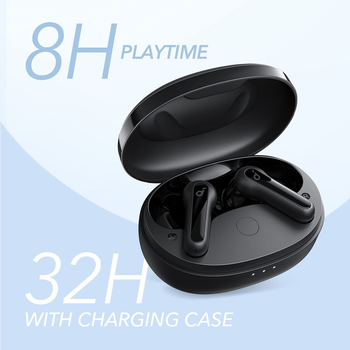 Soundcore Life P2 Mini next to smartphone showing Bluetooth 5.2 pairing and stable connection