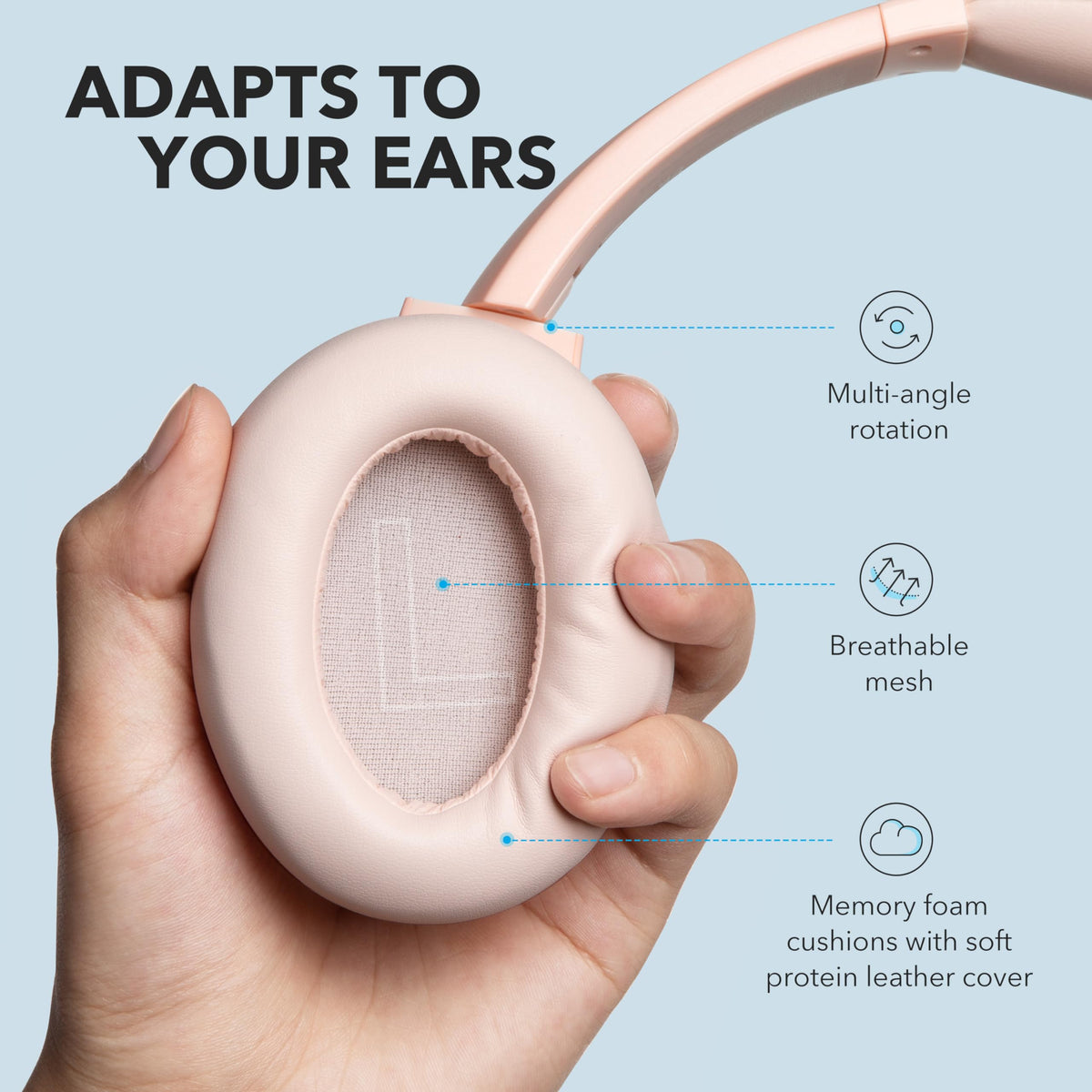Soundcore Life Q20 hybrid ANC with multiple mics reduces ambient noise.