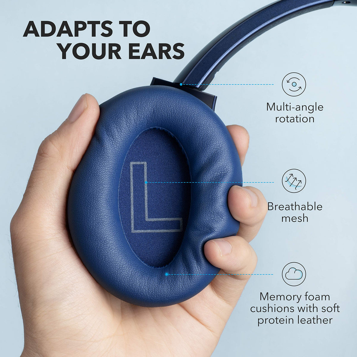 Soundcore Life Q20 travel-ready packaging showcases renew value and portability.