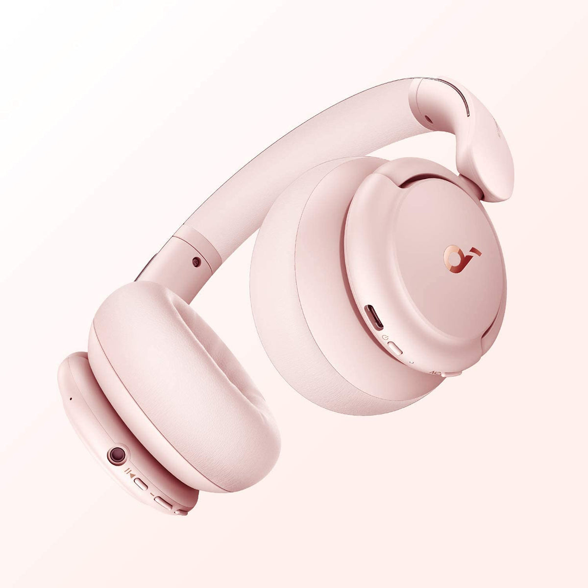 Soundcore Life Q30 earcup closeup showing soft cushion and noise seal benefit