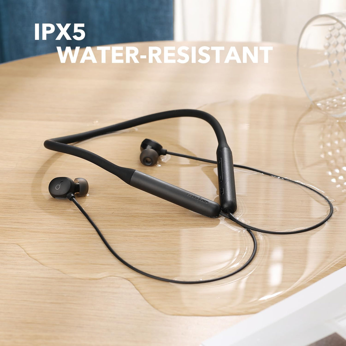Soundcore Life U2i charging port and inline controls visible, fast-charge convenience