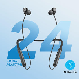Soundcore Life U2i curved neckband detail showing flexible design and secure fit