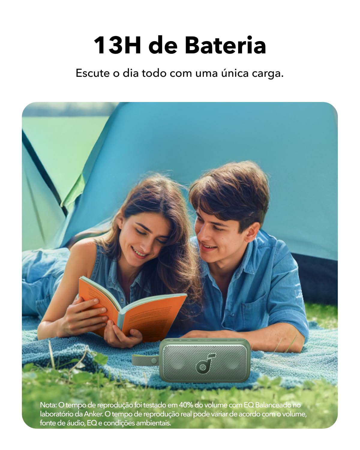 Soundcore Motion 300 green travel companion, small and long-lasting for trips.