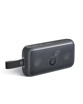 Soundcore Motion 300 wireless hi-res sound with crisp highs and bass outdoors.