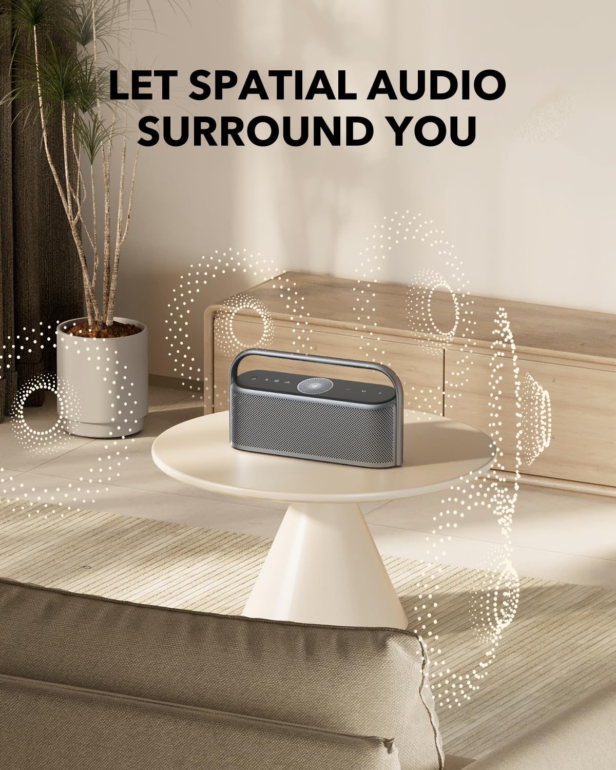 Soundcore Motion X600 delivers 50W sound for bright, room-filling audio.