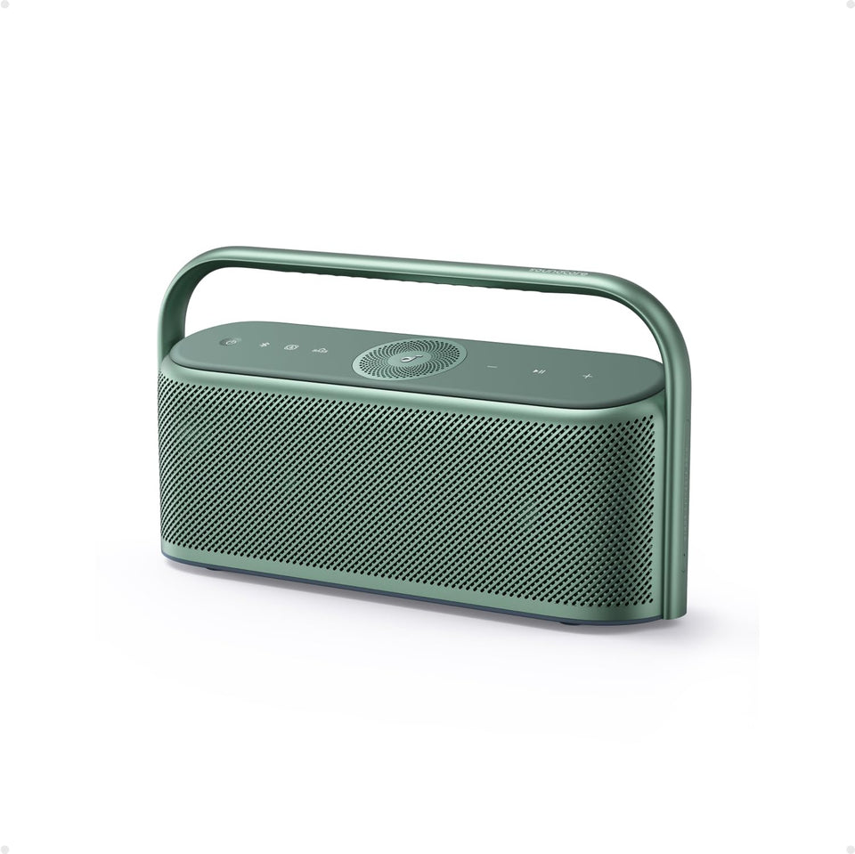 Soundcore Motion X600 front view showing compact design and powerful 50W sound.