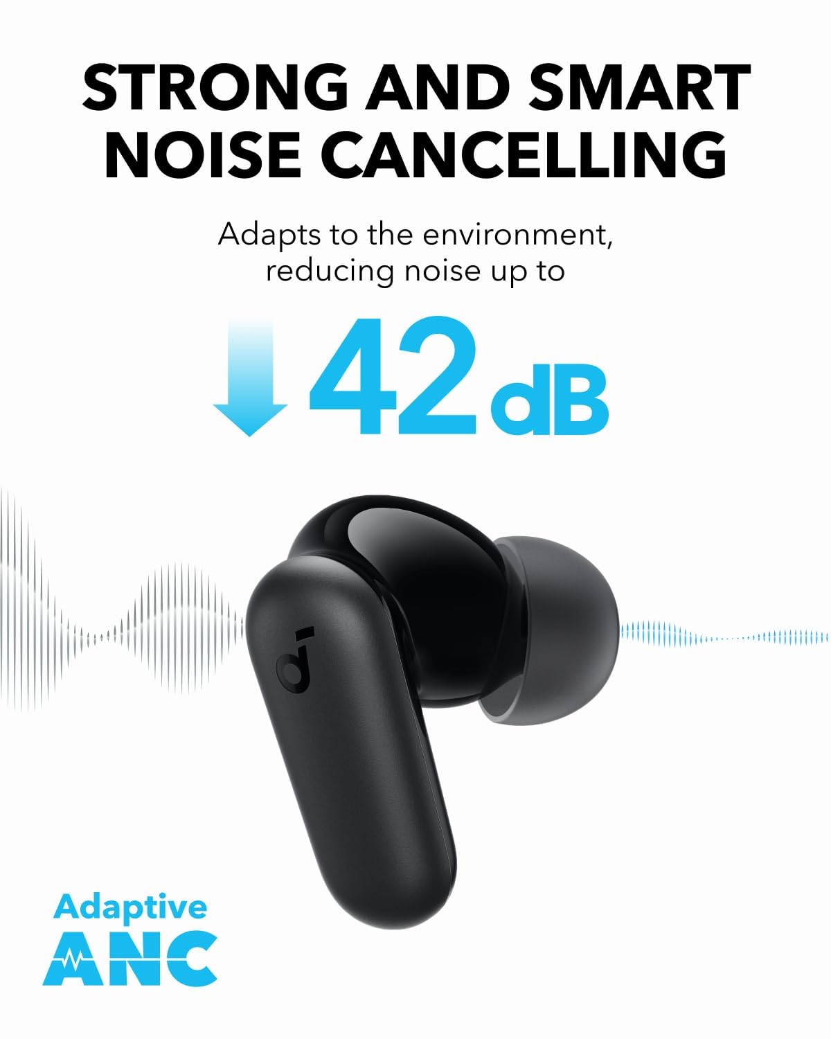 Soundcore P30i close-up on 10mm driver texture highlighting powerful bass performance