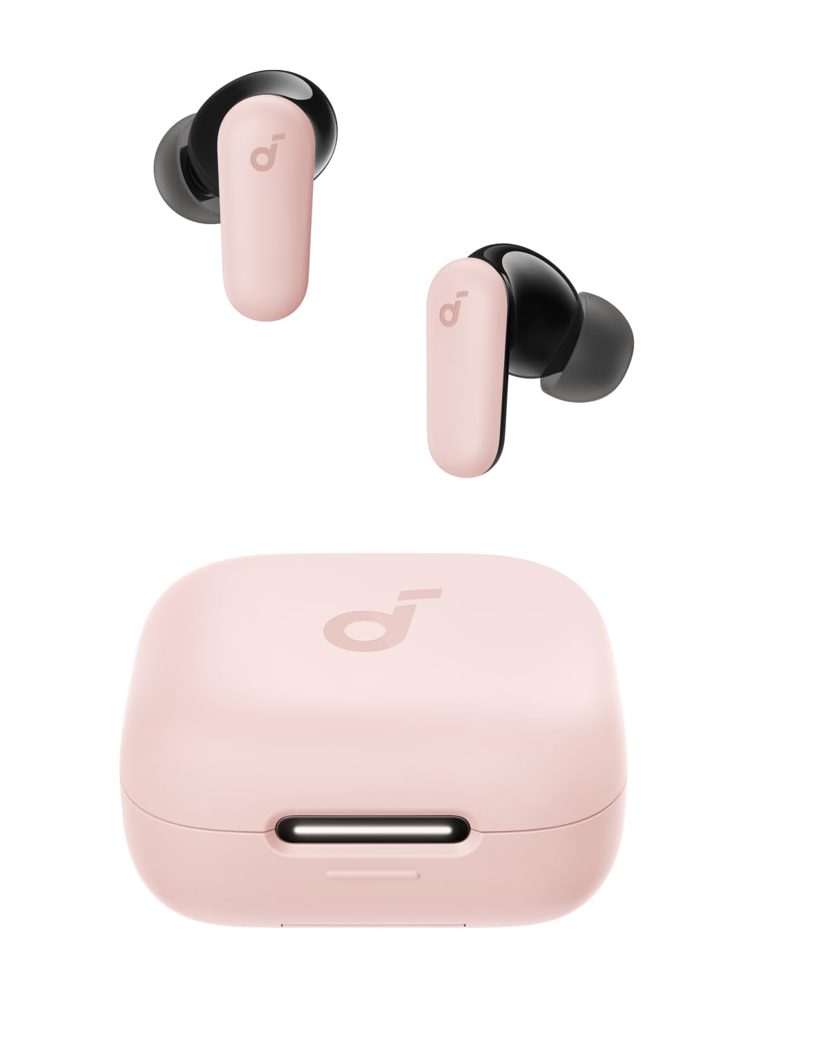 Soundcore P30i front packaging shows renewed pink earbuds and benefits