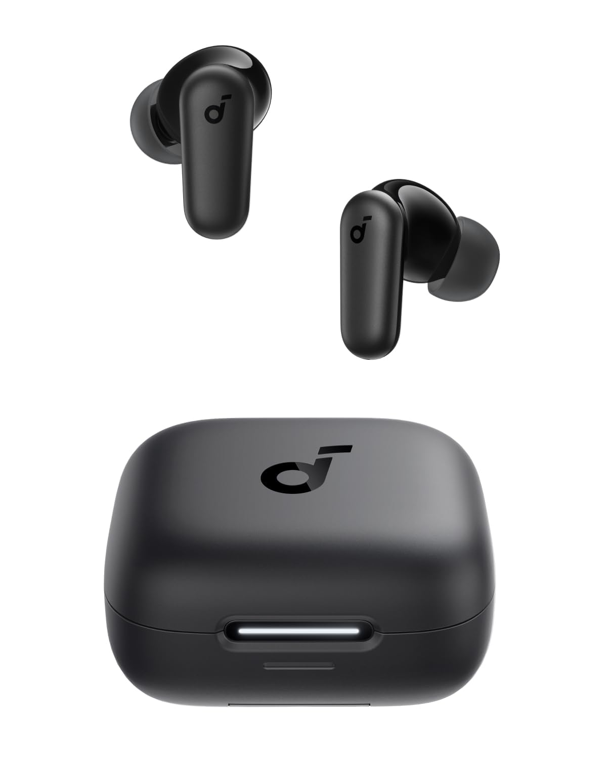 Soundcore P30i front view showing earbuds and sleek charging case for convenient storage