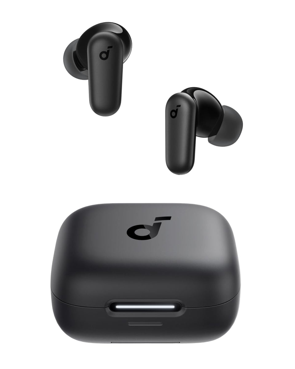 Soundcore P30i front view showing earbuds and sleek charging case for convenient storage