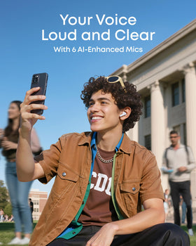 Soundcore P31i touch controls and six-mic array highlighting clear-call performance