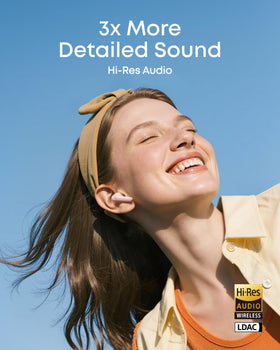 Soundcore P31i driver close-up highlighting Hi-Res audio detail and quality