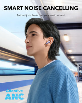 Soundcore P40i charging case used as phone stand offering hands-free viewing convenience