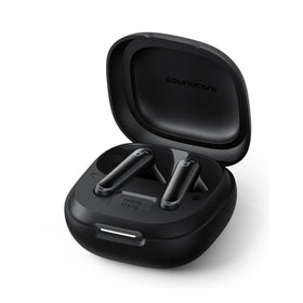 Soundcore P40i case next to a smartphone to show compact size and portability