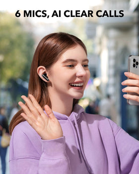 Soundcore P40i case on wireless charger showing wireless charging convenience