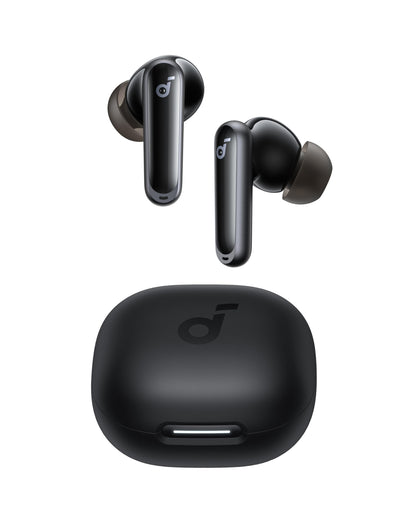 Soundcore P40i front packaging showing earbuds and case benefits of long playtime