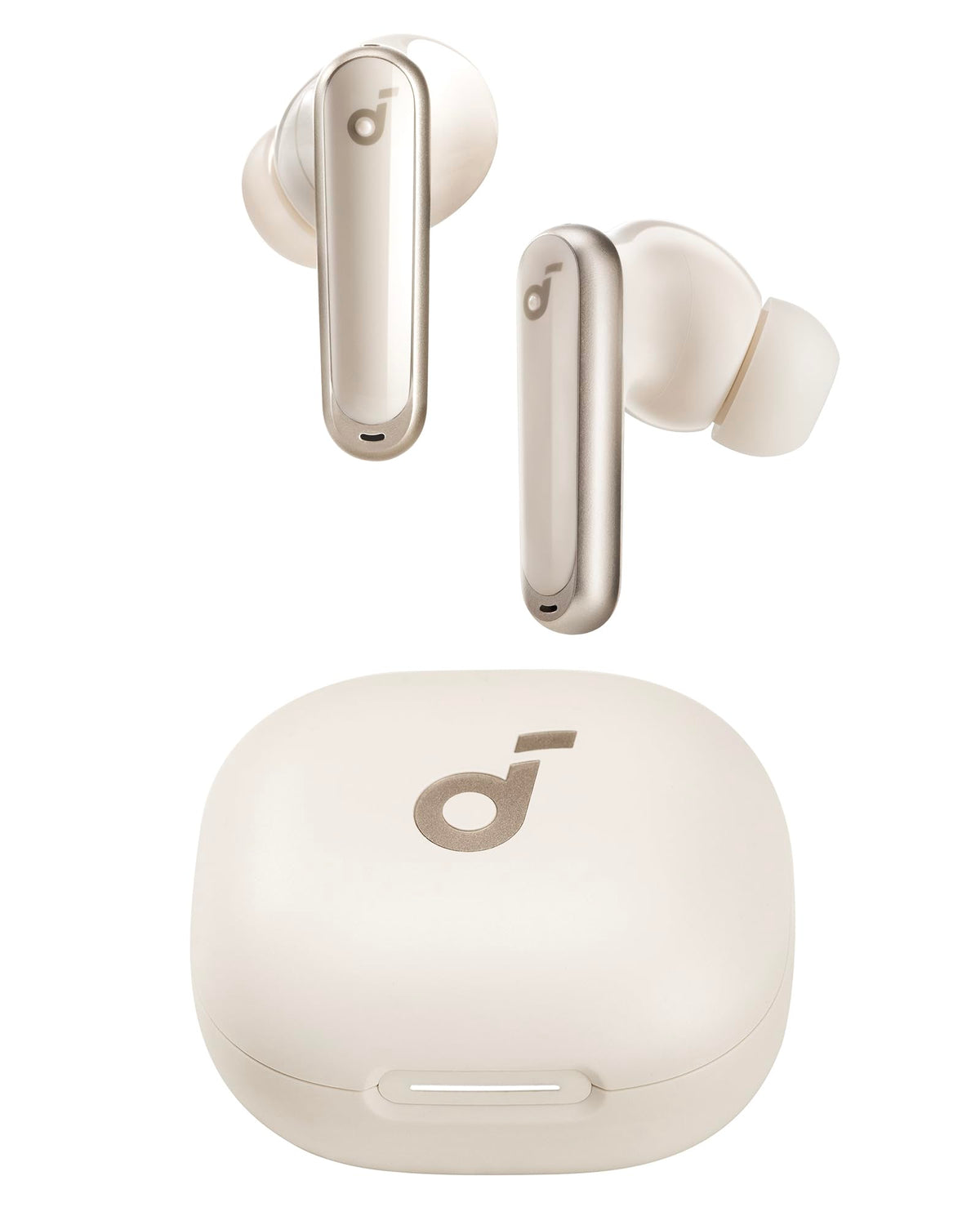 soundcore P40i front packaging showing earbuds and case, highlights key features