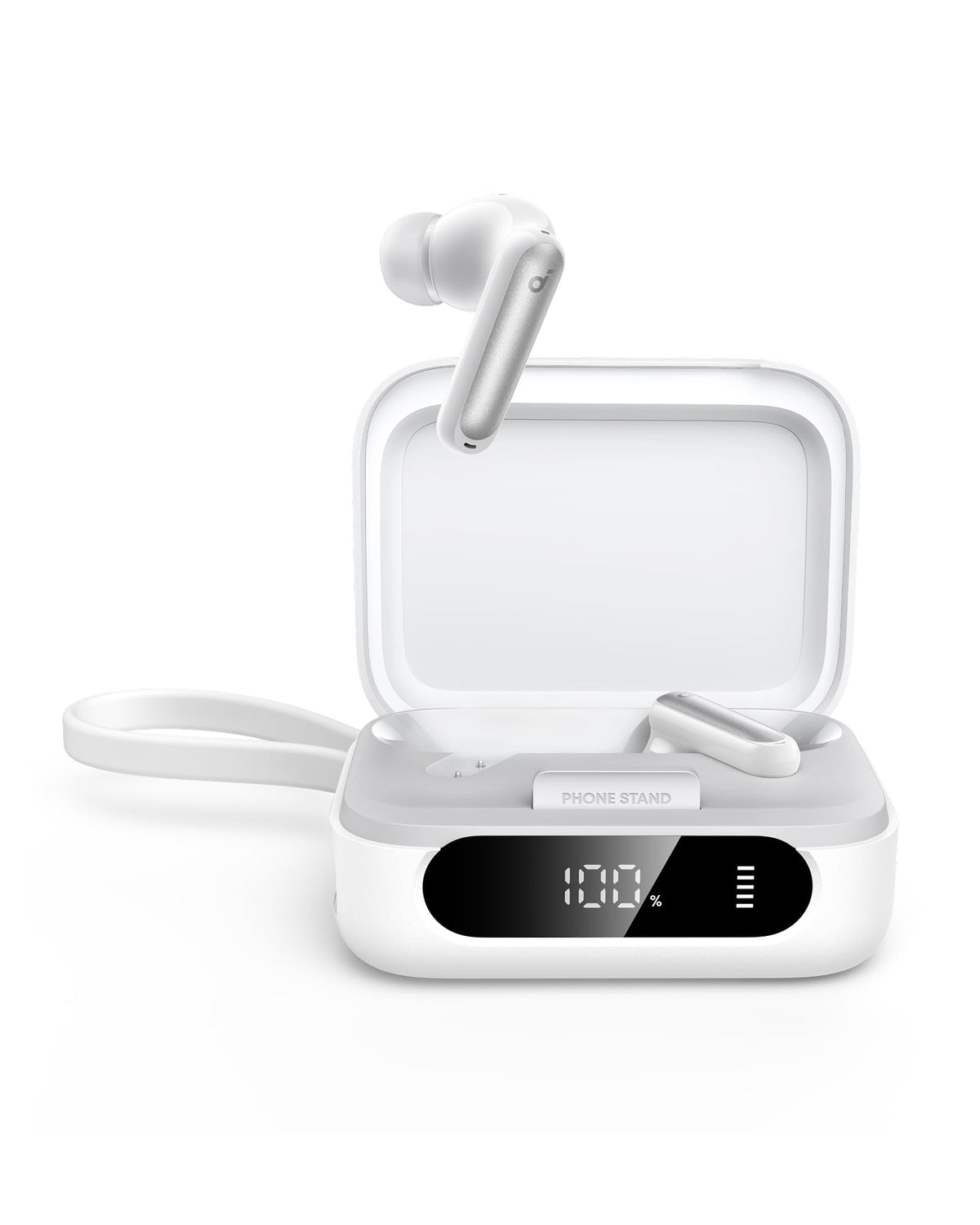 Soundcore P41i front packaging showing earbuds and case, highlighting portability