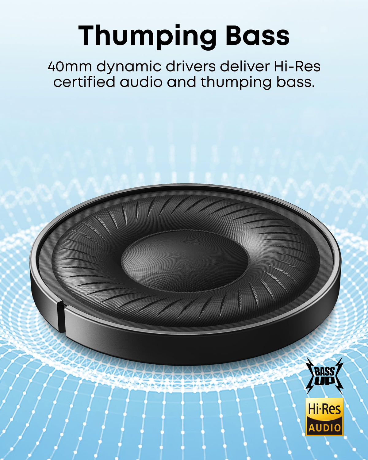 Soundcore Q20i close-up of ear cushion showing soft padding for long-wear comfort