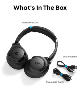 Soundcore Q20i controls and ports close-up showing easy on-ear operation
