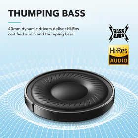 Soundcore Q20i earcup close-up showing driver housing and comfort padding