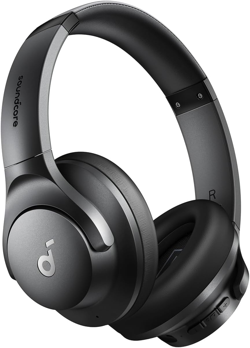 Soundcore Q20i front profile showing sleek earcups and comfortable fit benefit noise isolation