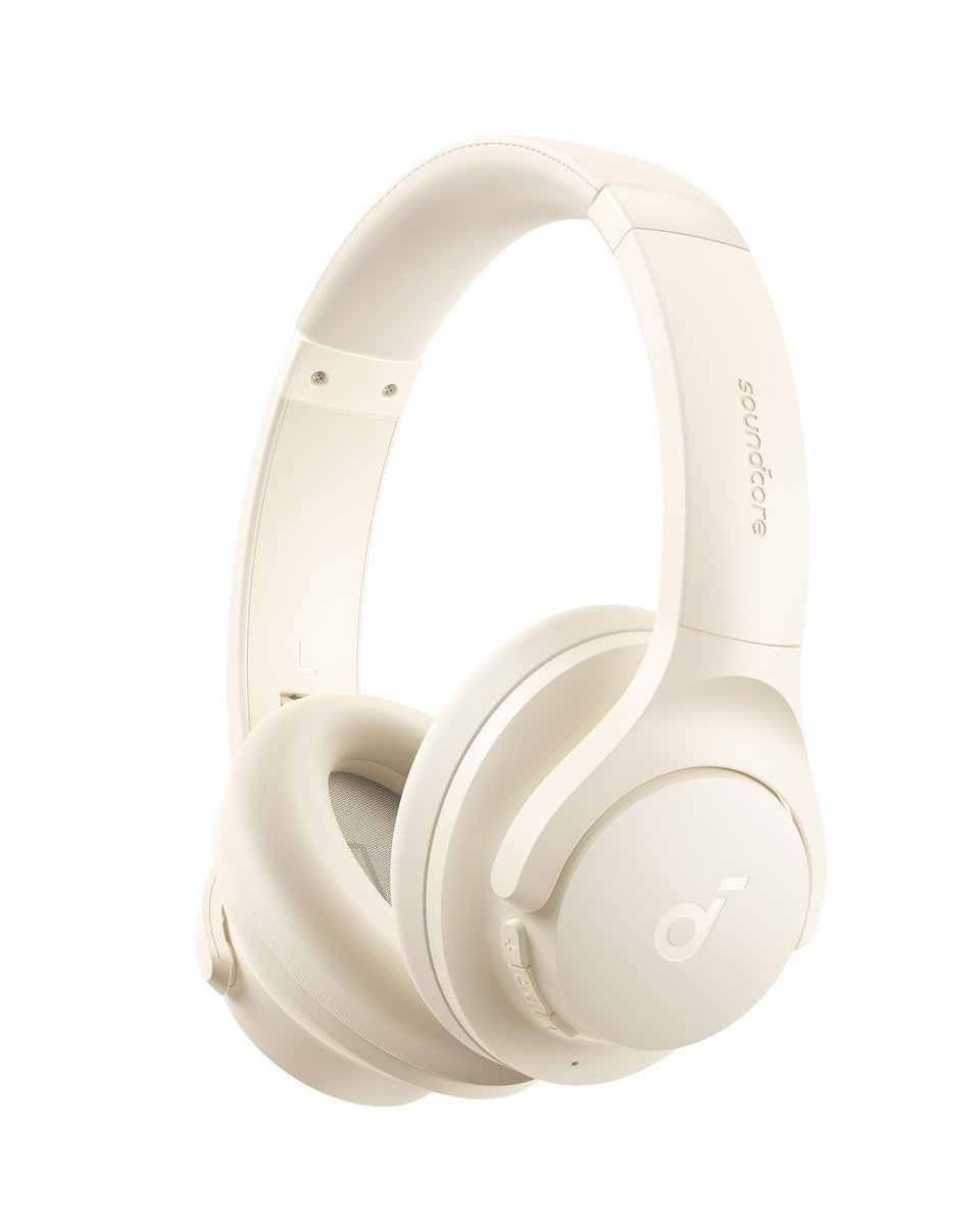 Soundcore Q20i front view in white showing over-ear design and comfort