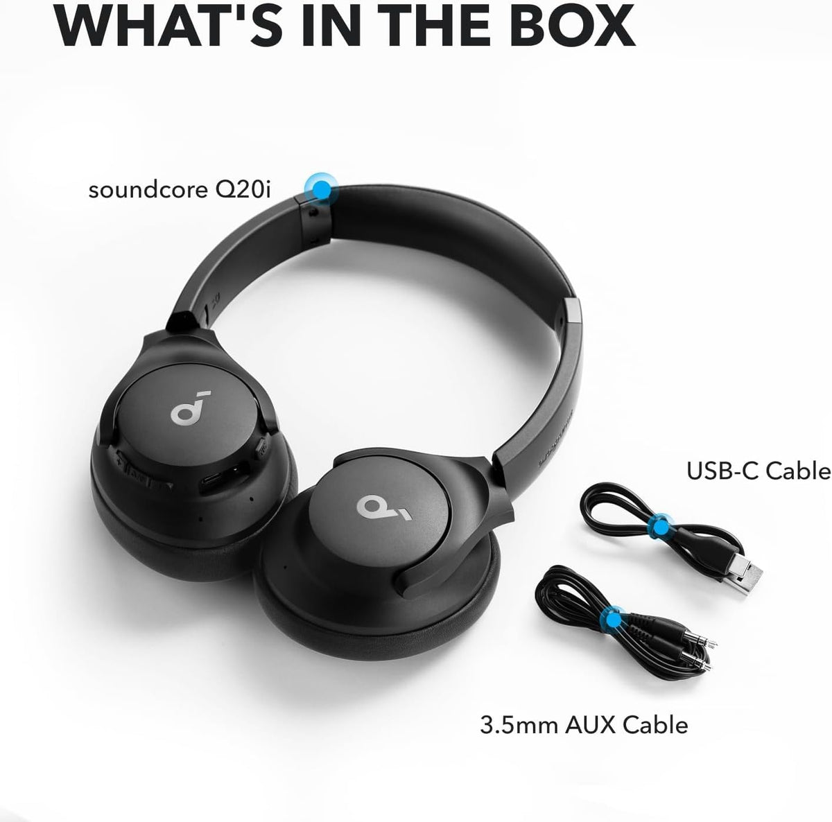 Lifestyle scene of Soundcore Q20i on cafe table showing everyday use and audio enjoyment