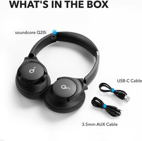 Lifestyle scene of Soundcore Q20i on cafe table showing everyday use and audio enjoyment