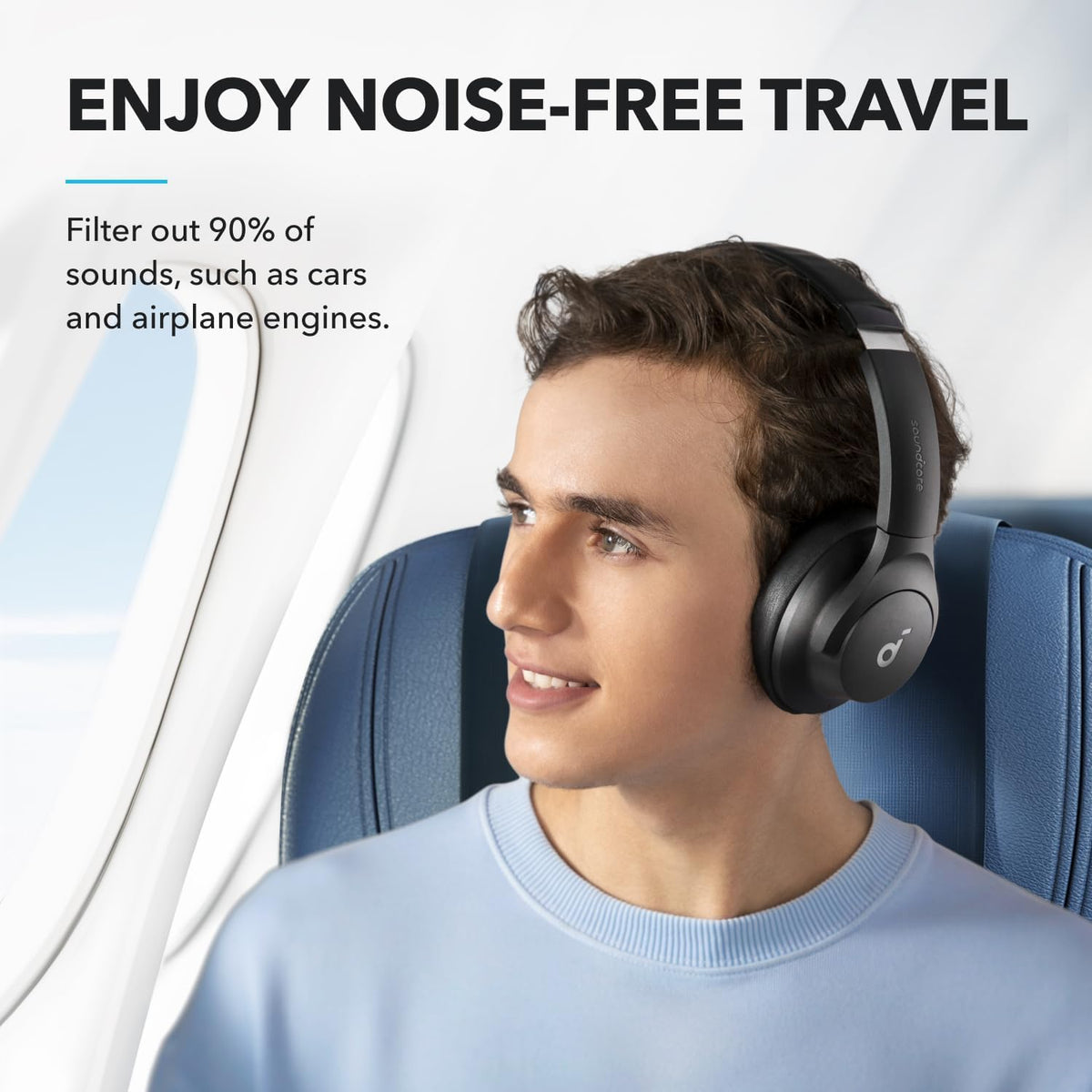 Soundcore Q20i side profile highlighting foldable hinges and portability