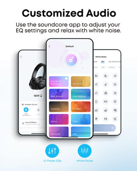 Soundcore Q20i AUX port close-up showing wired Hi-Res playback option