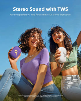 Soundcore speaker at outdoor picnic showing lively sound for parties and travel