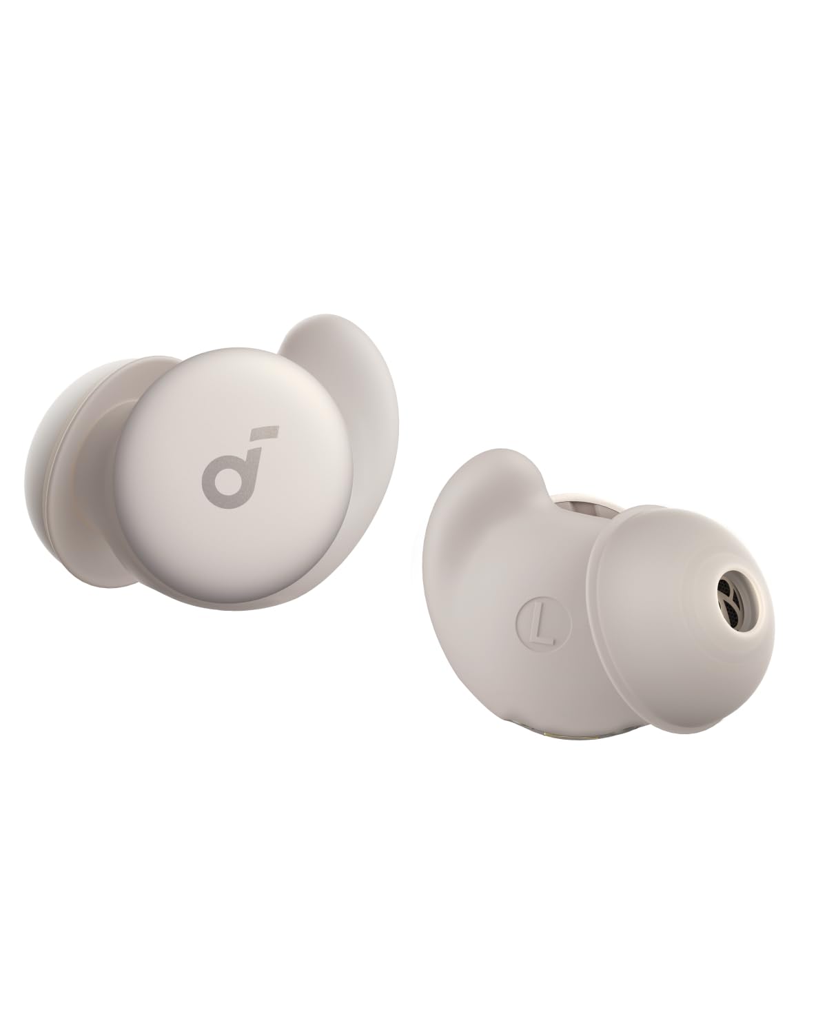Soundcore Sleep A20 earbuds on pillow provide quiet nights with passive noise blocking