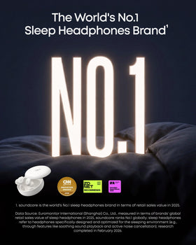 Soundcore Sleep A30 adaptive snore masking shown with tailored white noise
