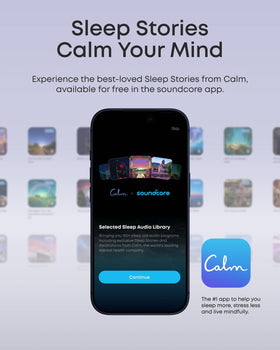 Soundcore Sleep A30 Special app screen with Sleep Stories calm nights