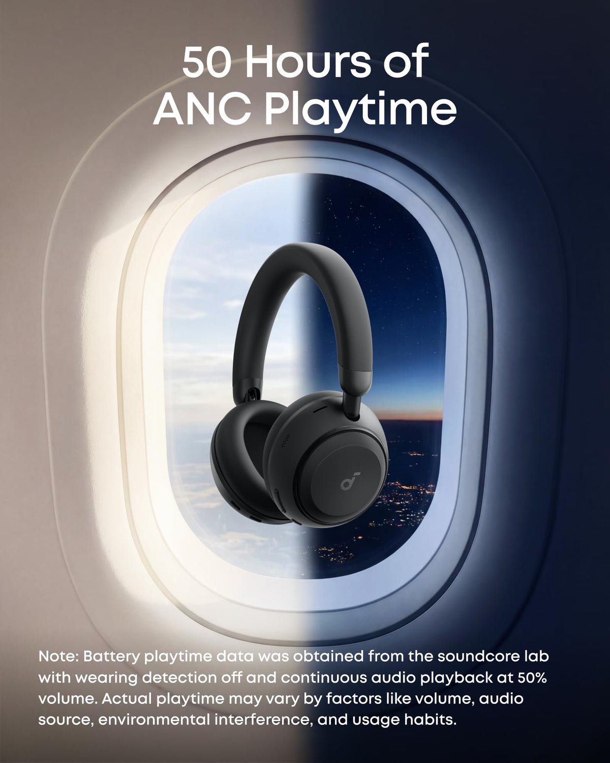 Soundcore Space 2 delivers up to 50 hours of playback with ANC enabled.