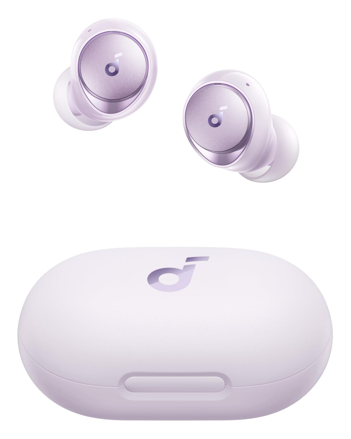 Soundcore Space A40 case open, compact charging case for on-the-go listening.