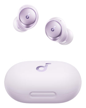 Soundcore Space A40 case open, compact charging case for on-the-go listening.