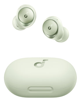 Soundcore Space A40 charging case closeup highlighting compact design and long battery life