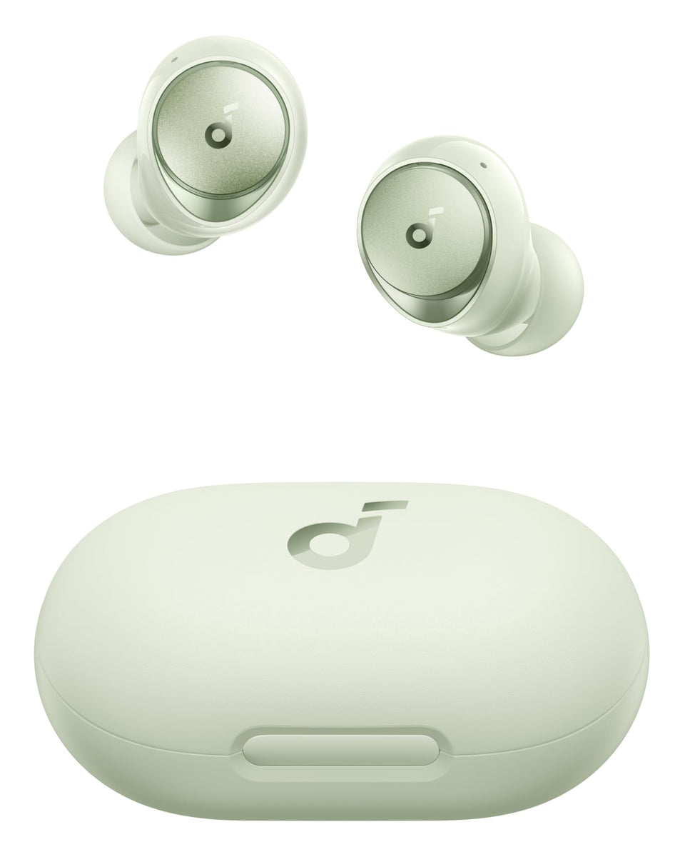Soundcore Space A40 charging case closeup highlighting compact design and long battery life