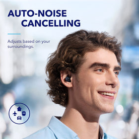 Soundcore Space A40 earbud close-up highlighting driver detail and clarity