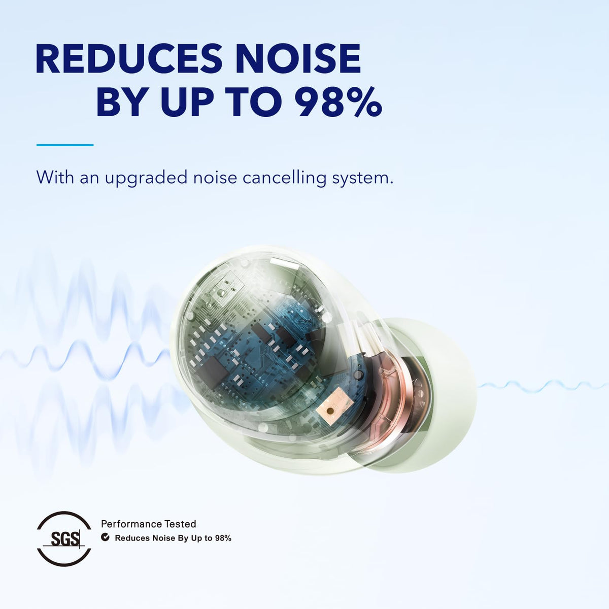 Soundcore Space A40 earbuds in case open ready for pairing and listening
