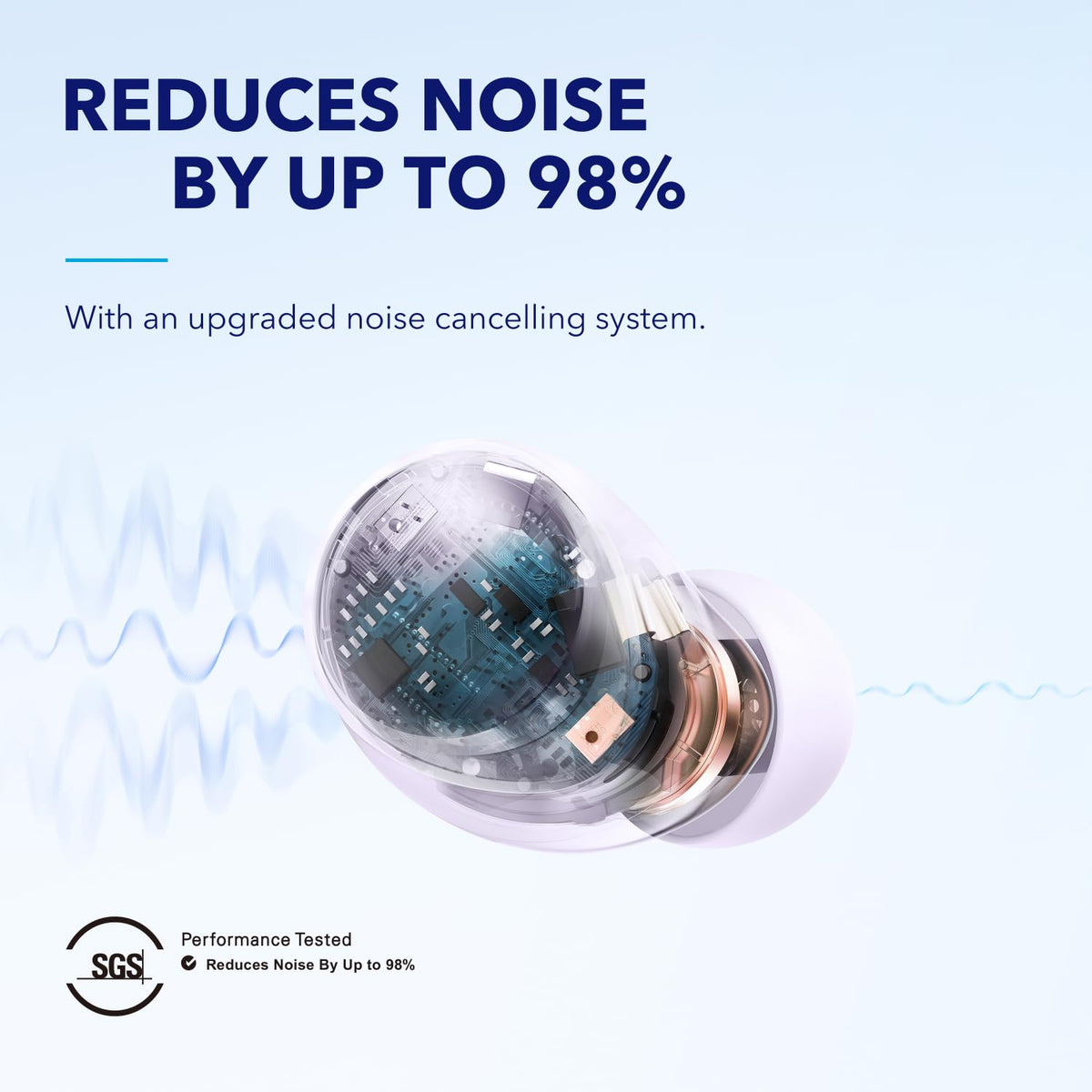 Soundcore Space A40 earbuds in-ear fit for all-day comfort.